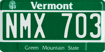 VT license plate NMX703