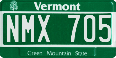 VT license plate NMX705