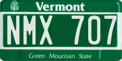 VT license plate NMX707