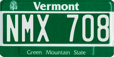 VT license plate NMX708