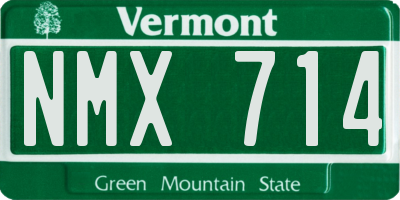 VT license plate NMX714