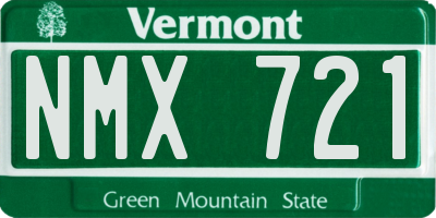 VT license plate NMX721