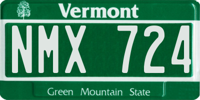 VT license plate NMX724