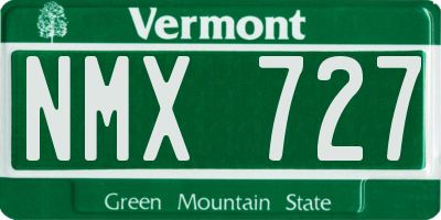 VT license plate NMX727