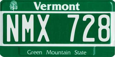 VT license plate NMX728