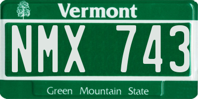 VT license plate NMX743