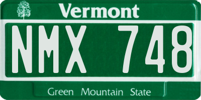 VT license plate NMX748