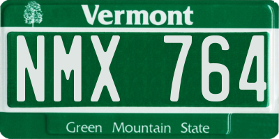 VT license plate NMX764