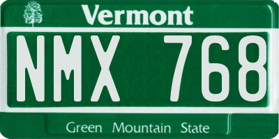VT license plate NMX768