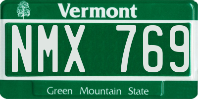 VT license plate NMX769