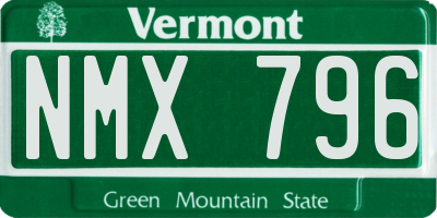 VT license plate NMX796