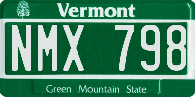 VT license plate NMX798