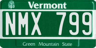VT license plate NMX799