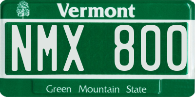 VT license plate NMX800