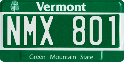 VT license plate NMX801