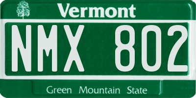 VT license plate NMX802