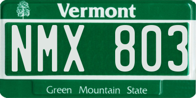 VT license plate NMX803