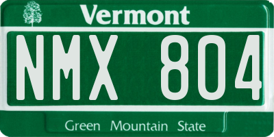 VT license plate NMX804