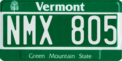 VT license plate NMX805