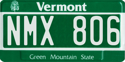VT license plate NMX806