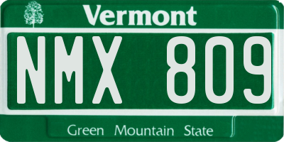 VT license plate NMX809