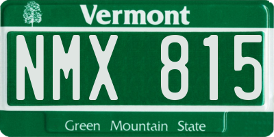 VT license plate NMX815