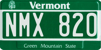 VT license plate NMX820