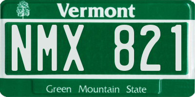 VT license plate NMX821