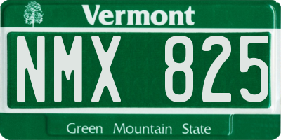 VT license plate NMX825