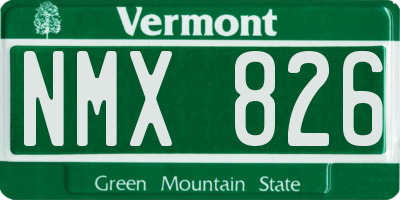 VT license plate NMX826