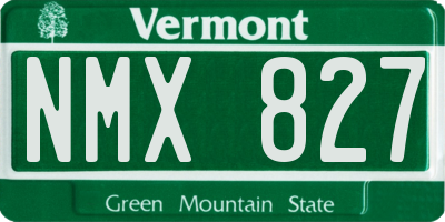 VT license plate NMX827