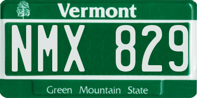 VT license plate NMX829