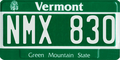 VT license plate NMX830