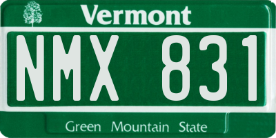 VT license plate NMX831