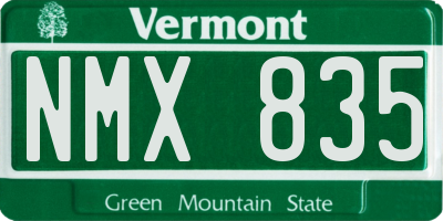 VT license plate NMX835