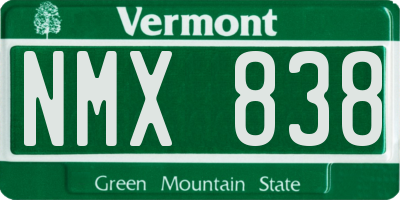 VT license plate NMX838