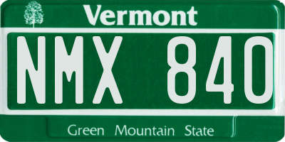 VT license plate NMX840