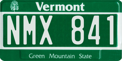 VT license plate NMX841