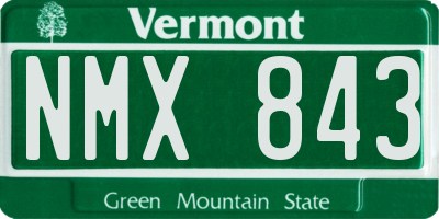 VT license plate NMX843