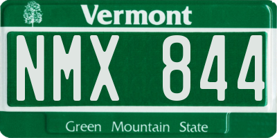 VT license plate NMX844