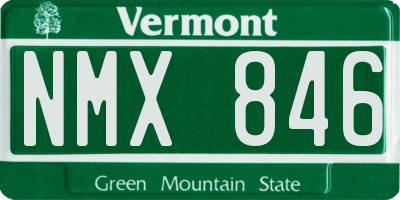 VT license plate NMX846