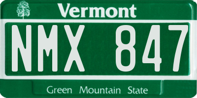 VT license plate NMX847