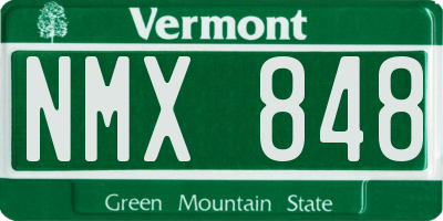 VT license plate NMX848