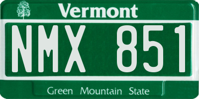 VT license plate NMX851