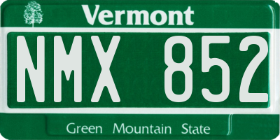 VT license plate NMX852