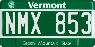 VT license plate NMX853