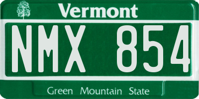 VT license plate NMX854