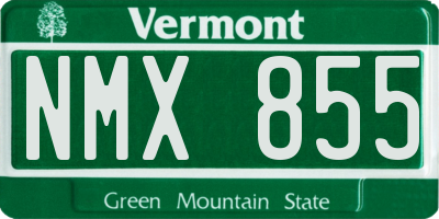 VT license plate NMX855