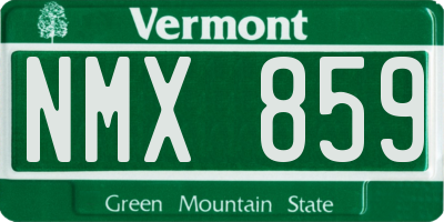 VT license plate NMX859