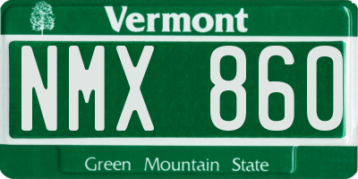 VT license plate NMX860